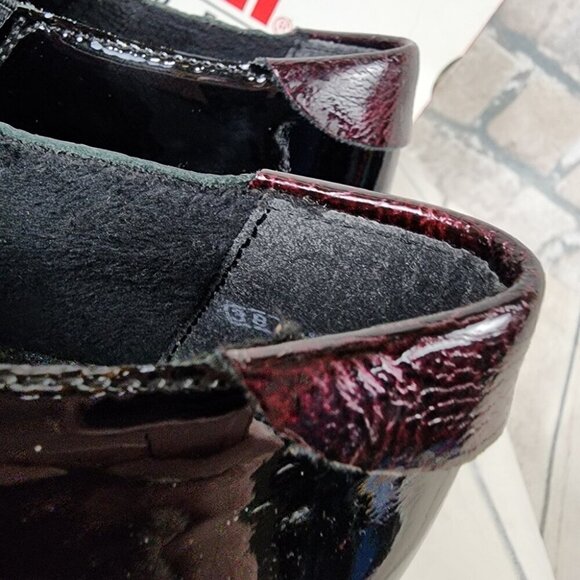 Rieker Patent Leather Derby Ankle Shoes Shoeties Two-Tone Black Burgundy Size 38 - Picture 13 of 16